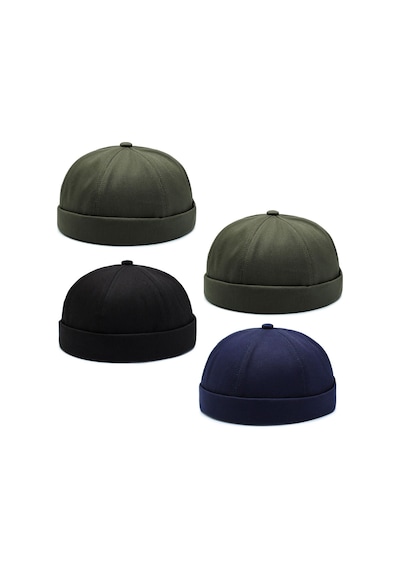 Aida Jewelss 4 Lü Set %100 Pamuk Cap Ayarlanabilir Docker Şapka Yazlık Takke Şapka Retro Şapka Takke Şapka Siyah - Camel