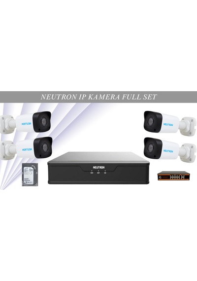 Neutron 4 Lü 2mp Sesli Ip Kamera Güvenlik Seti Nvr + Hdd + Poe Switch