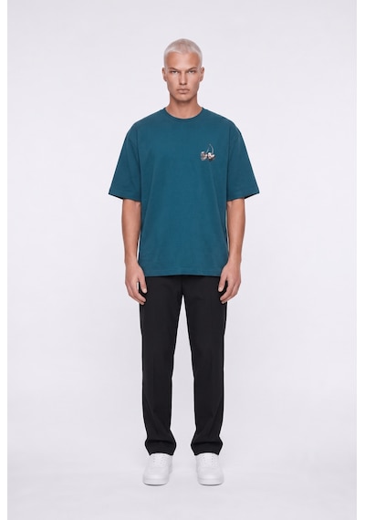 Respire Erkek Harvest Baskılı Oversize T-shirt Zümrüt Yeşil
