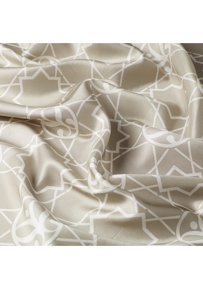 İpekevi Twill İpek Eşarp - Seljuk Monogram - Nil Yeşili - Gri