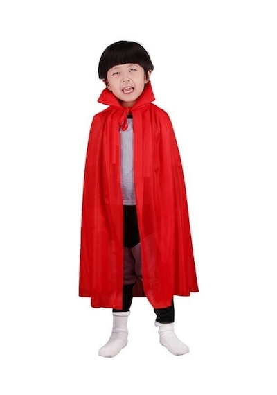Kırmızı Renk Yakalı Pelerin Çocuk Boy 90 Cm 5691