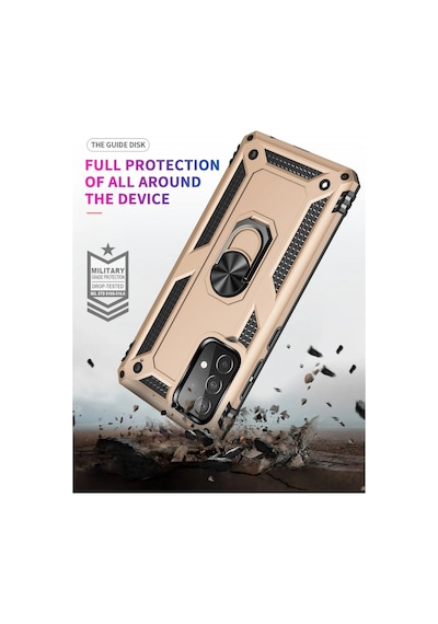Newface - 838 - Samsung Galaxy A33 5g Kılıf Sofya Yüzüklü Silikon Kapak - Edntrend - - Gold