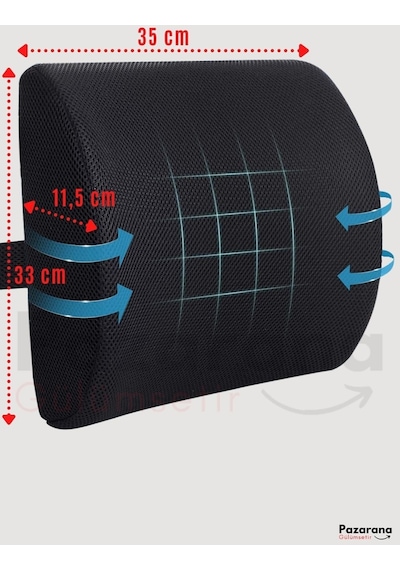 Overpazar Sırt Yastığı Sırt Minderi Sandalye Yastığı Koltuk Sırt Minderi Ortopedik Minder Bel Minderi 33x35 CM