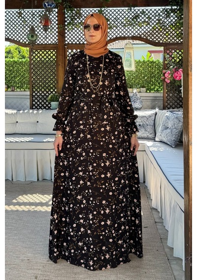Rabia Şamlı Bihter Kahverengi Elbise Normal