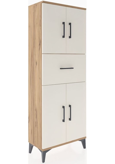 Arges Dolap 2 Raflı Tek Çekmeceli 4 Kapaklı 60x30x163 Çam-aytaşı Çam