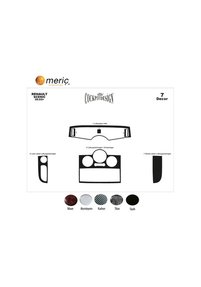 Meriç® Renault Scenic Ön Torpido Kaplama 7 Parça 2003-2010 (530157260)