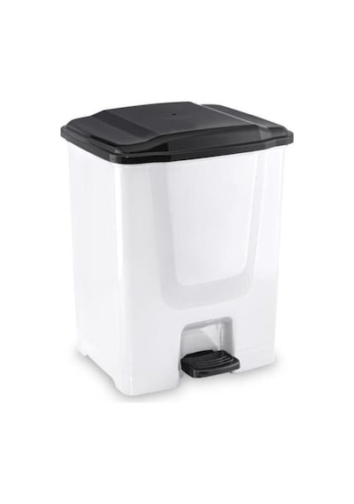 Omnipazar Flora F196-B 10Lt Slim Pedallı Beyaz Plastik Çöp Kovası Krom
