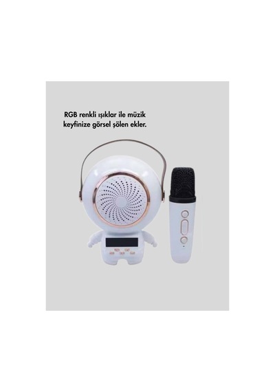 Renkli Işıklı Astronot Mini Bluetooth Speaker Ve Karaoke Mikrofon - Lisinya