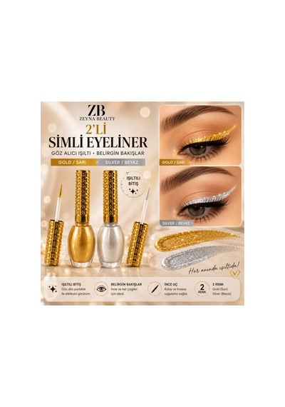 2'li Simli Eyeliner Sarı Beyaz Gold & Silver Beyaz - 292177545 Diğer