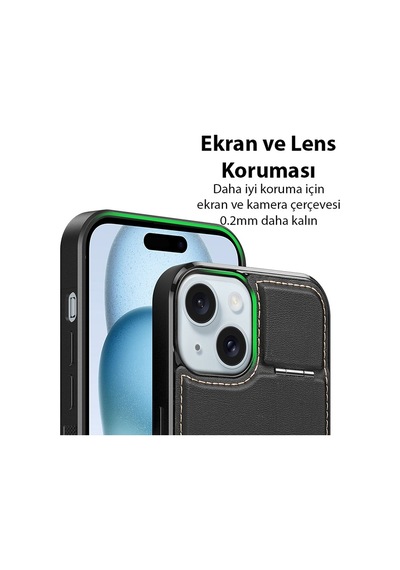 Dux Ducis Apple Uyumlu iPhone  15 Plus Rafi Series Magsafe Premium Deri Kılıf