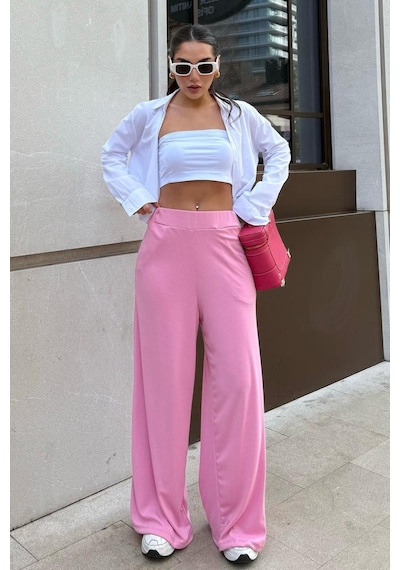 Madmext Pembe Yüksek Bel Rahat Kesim Geniş Paça Kadın Eşofman Mg2309 Pembe Madmext Pembe Yüksek Bel Rahat Kesim Geniş Paça Kadın Eşofman Mg2309 Pembe