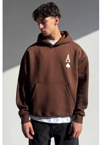 Zaee A Baskılı Oversize Premium Sweatshirt Kahverengi