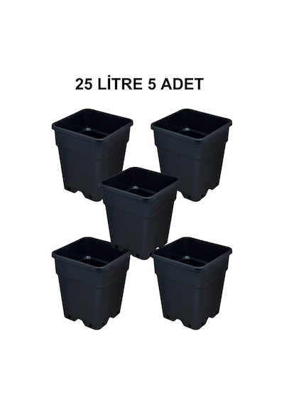 Grow Wizard Plastik Kare Saksı 25 Litre 5 Adet