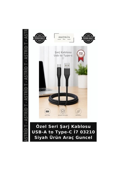 Özel Seri Şarj Kablosu Usb-a To Type-c İ7 03210 Siyah Ürün Araç Guncel
