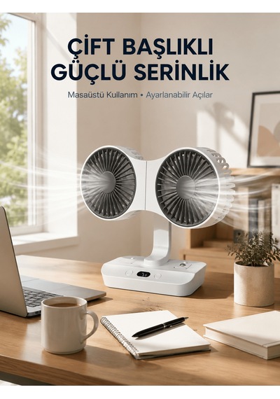 Duvara Monte Edilebilen Çift Başlıklı Sessiz Masa Fanı 9M938ATDiğer