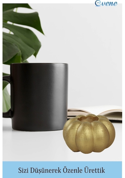 Eskitme Mumluk Şamdan Tealight Ve İnce Mum Uyumlu Kabak Model - Altın