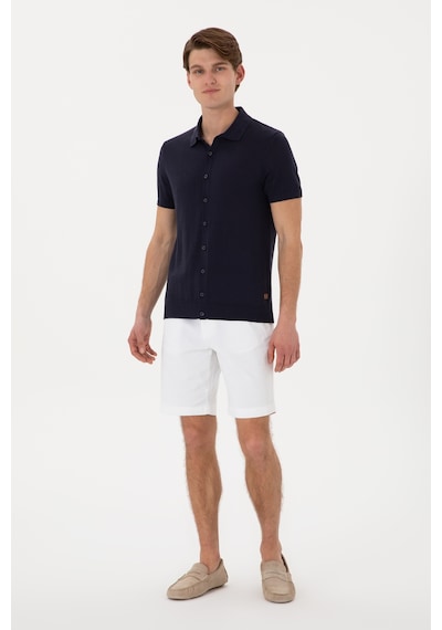 U.S. Polo Assn. Erkek Regular Fit Lacivert Düğmeli Triko Tişört 50306455-VR033