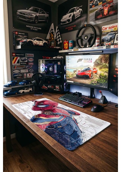 Spider-man Çizim 40x90 Cm Oyuncu Mousepad Kaymaz Taban Büyük Boy Mousepad Beyaz