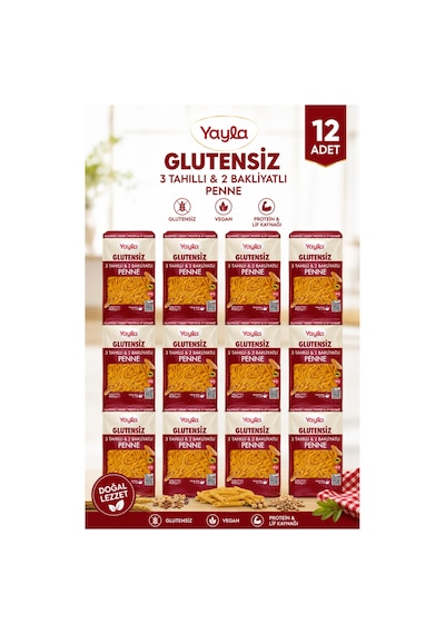 Glutensiz 3 Tahıllı Ve 2 Bakliyatlı Penne Makarna 400 Gr 12 Adet