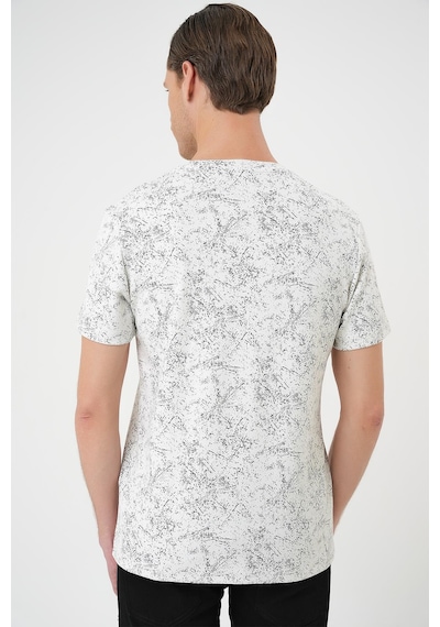 Efor Comfort Fit Bisiklet Yaka Batik Görünmlü Kısa Kol Casual Ekru Tişört Ts 905 Ekru