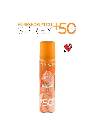 Spf50+ Yüksek Koruma Etkili C Vitaminli Suya Dayanıklı Güneş Koruyucu Sprey - Sunscreen Spray 75 Ml