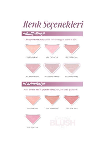 Katmanlanabilir Yumuşak Dokulu Kadife Bitişli Allık Clıo Essential Blush Tap M106 Muted Berry
