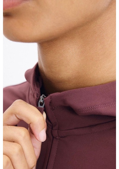 Soft&Basic Fit Yumuşak Dokulu Fermuarlı Kapüşonlu Cepli Parmak Geçirmeli Detaylı Hırka Bordo