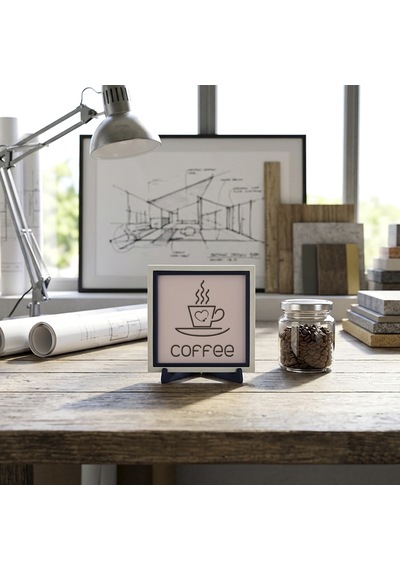 Coffee Ve Kalp Figürlü Şık Dekoratif Obje, Yaşam Alanınızı Zenginleştiren Modern Aksesuar 10x10 Cm