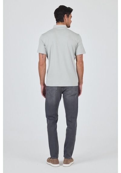 Gri Kısa Kol Düz Suprem Polo Yaka Cepsiz Pamuklu Casual Slim Fit Tişört 1011250160 601 Gri