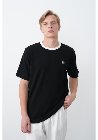 Baselco Unisex Dokulu 90's T-shirt Siyah
