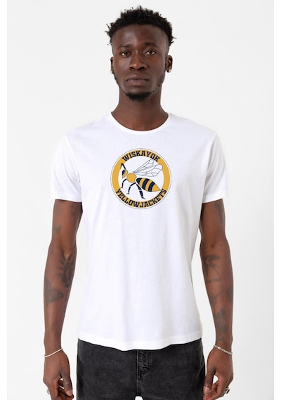 Wiskayok Yellowjackets Logo Beyaz Erkek Bisikletyaka Tshirt Çok Renkli