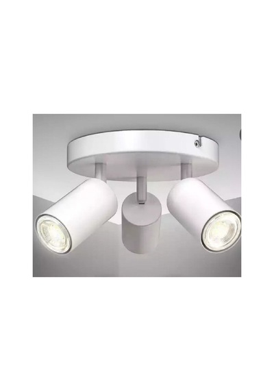 Mat Beyaz Led Avize Led Spot Üçlü Hareketli Metal Günışığı Ampullü Siyah
