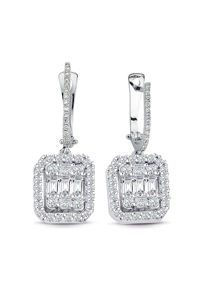 Modern Tasarım 0.87 Ct Baget Kare Tektaş  Küpe