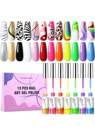 8 Ml Naıl Art Paıntıng Gel Uv Set Naıl Art Çizim Seti 12 Parça