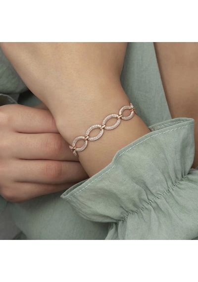 Gümüş Rose Oval Taşlı Bayan Bileklik Gümüş