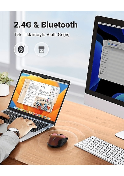 Ugreen 25752 4.000 DPI Ergonomik Sessiz Kablosuz Optik Mouse