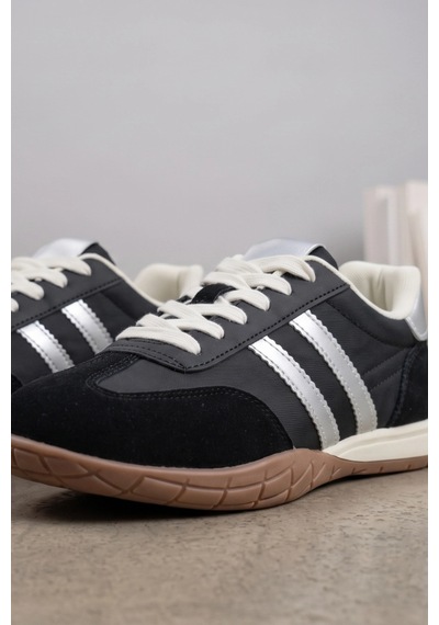 Asorti Unisex Siyah Süet Detaylı Retro Sneaker - Klasik Kauçuk Tabanlı Günlük Spor Ayakkabı Asorti Unisex Siyah Süet Detaylı Retro Sneaker - Klasik Kauçuk Tabanlı Günlük Spor Ayakkabı