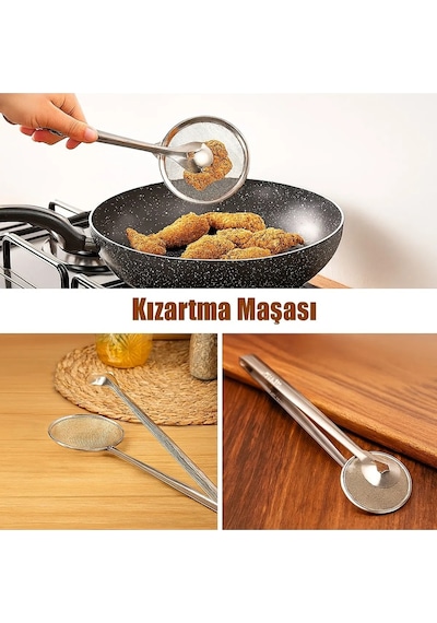 Süzgeçli Kızartma Ve Haşlama Maşası Midi Boy Metal Diğer