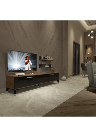 Decoraktiv Eko 4 Slm Std Silver Tv Ünitesi Tv Sehpası Ceviz - Siyah