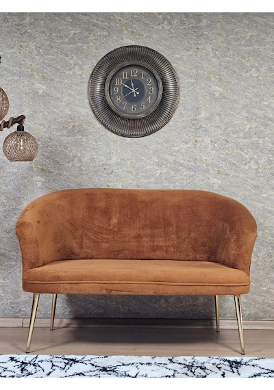 Zafir İkili Teddy Gold Kaplama Sivriltme Ayak Çay Seti Koltuk İkili Berjer , Balkon, Salon, Ofis Kiremit