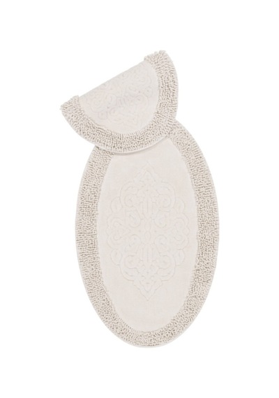 Pamuklu Nazande 2'li Klozet Takımı Krem 60 x 100 / 50 x 60 CM Krem