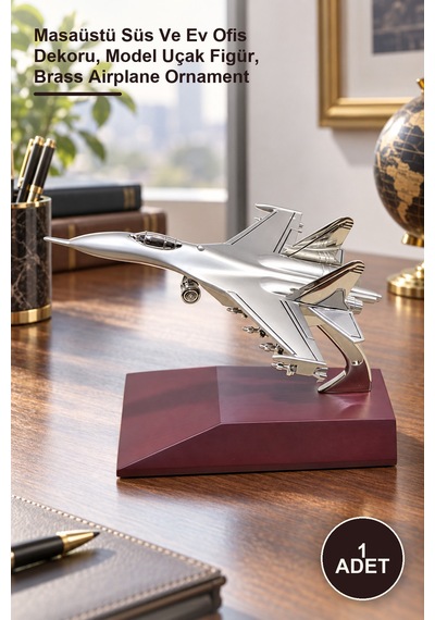 1 Adet Dekoratif Pirinç Uçak Masaüstü Süs Ve Ev Ofis Dekoru, Model Uçak Figür, Brass Airplane Ornament