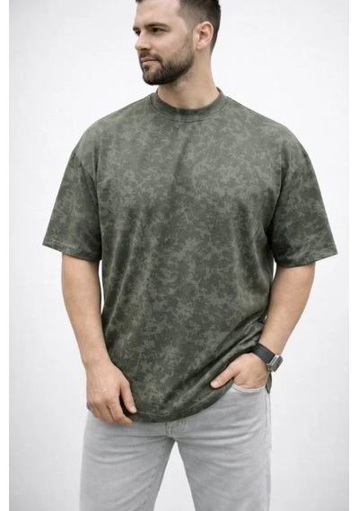 Yake Store Erkek Premium Tişört Osy Yumuşak Dokulu Yıkamalı Oversize T-shirt - Haki - Haki Yeşil