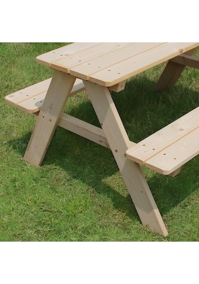 İahşap 100 Cm Çocuk Piknik Masası - 4 Kişilik Ahşap Oyun Ve Aktivite Masası Kahverengi