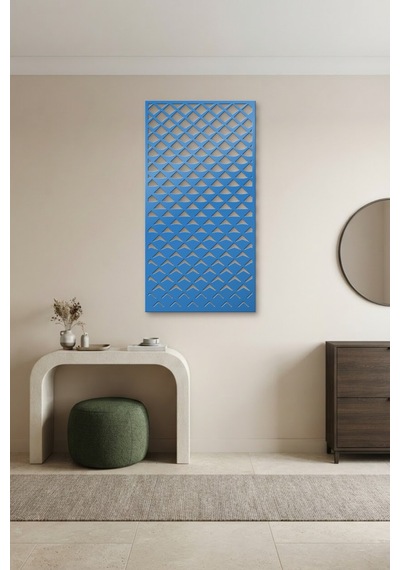 Pul Dekoratif Panel Metal Duvar Tablosu - Duvar Sanatı - Duvar Dekoru - Mavi
