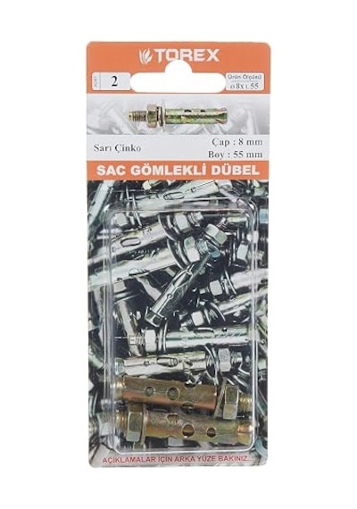 Torex Sac Gömlekli Dübel M6 65 Açık Sarı