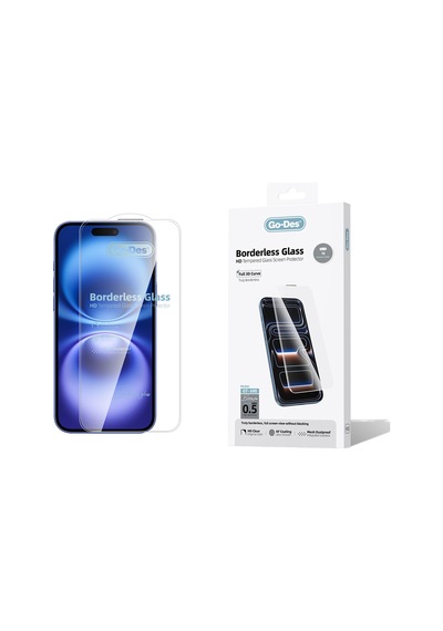 İphone 16 Uyumlu Go Des Borderless Temperli Cam Ekran Koruyucu Şeffaf