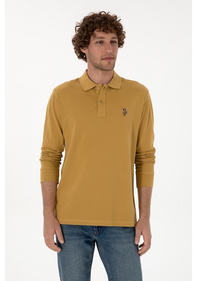 U.S. Polo Assn. Erkek Regular Fit Polo Yaka Hardal Basic Sweatshirt 50313772-VR151