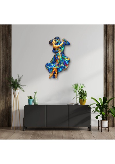 Mozaik Desenli Dans Eden Çift - Metal Tablo - Dec0271 47 X 80 Cm Çok Renkli