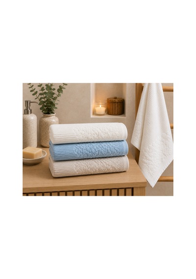 Gonca Renkli Havlu 50x90 Cm 3'lü Set %100 Pamuk - Coastal Linen Çok Renkli